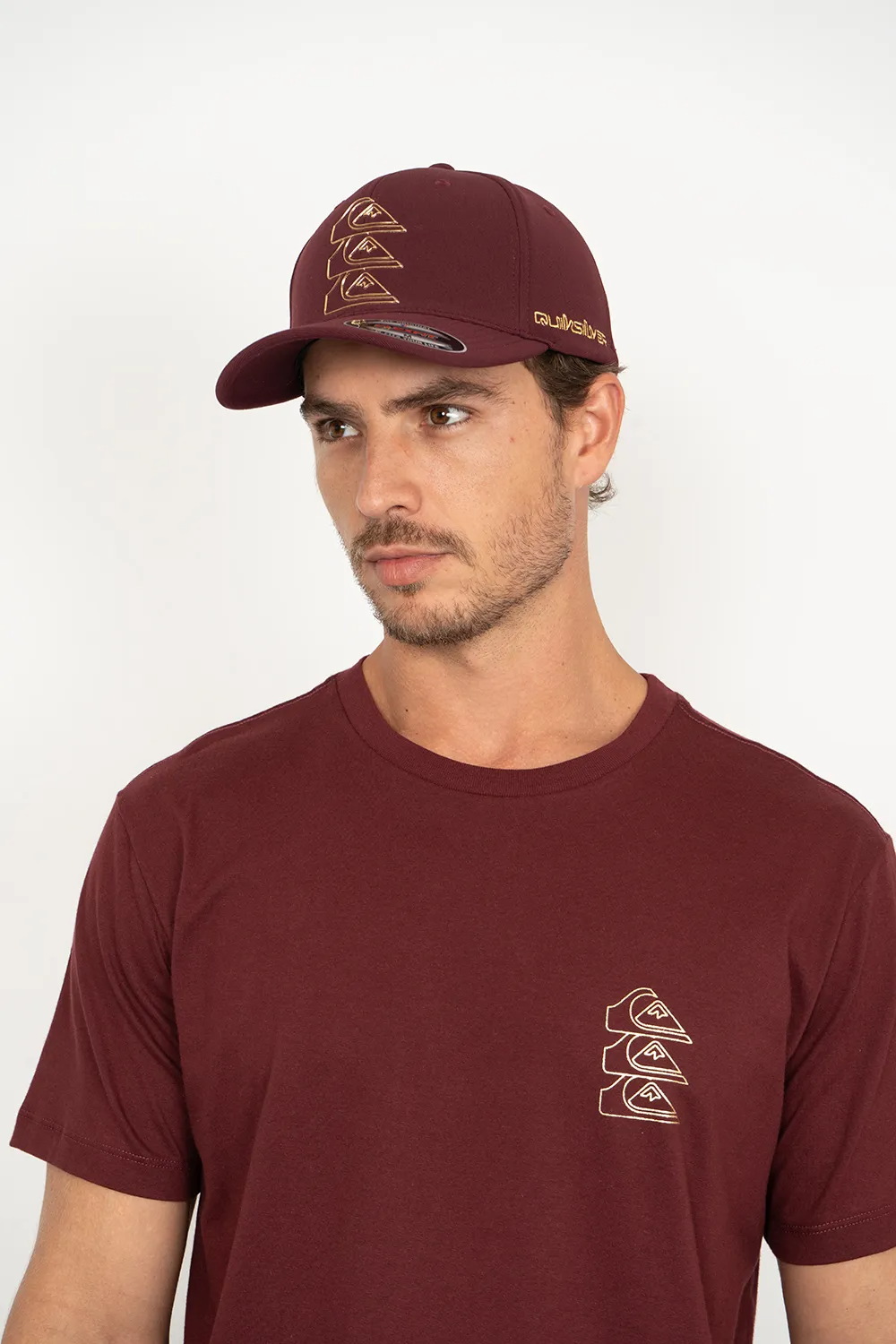 CAMISETA M/C QK CHROME THREE LOGO - VINHO