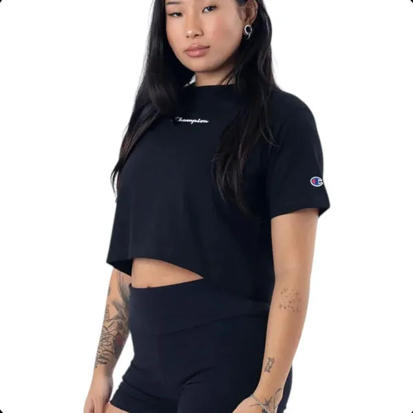CAMISETA CHAMPION CROPPED MINI SCRIPT - P...