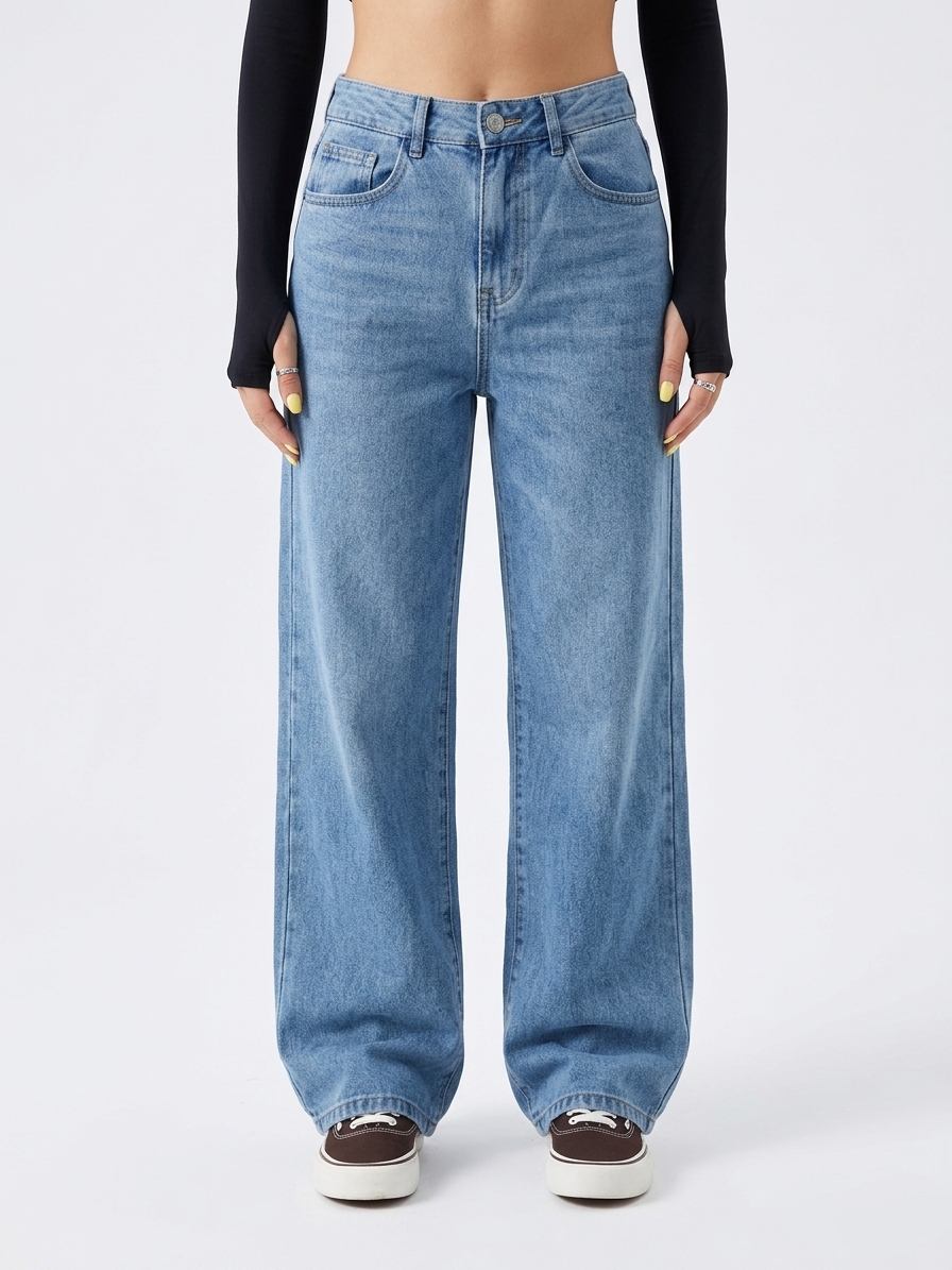 CALÇA YOURFACE FEM JEANS WIDE LEG - AZUL
